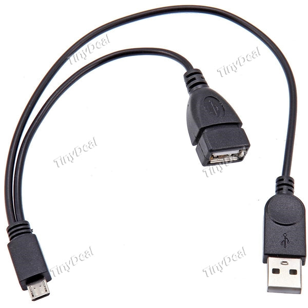 1-to-2 Micro USB Male to USB 2.0 Male + USB 2.0 Female OTG Cable EPACB-427376