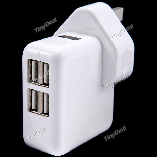 UK Plug 5.1V 2.1A 4-USB Ports Smart Fast Charger Adapter with LED Charging Display EPACG-427809