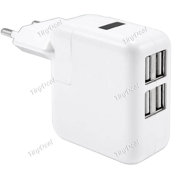 Euro Plug 5.1V 2.1A 4-USB Ports Smart Fast Charger Adapter with LED Charging Display EPACG-427810