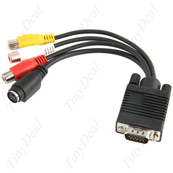 HD/DB-15 15-pin VGA Male to Video TV / S-Video + RCA Composite AV Female Adapter Cable TCB-4299