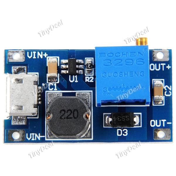 2A Adjustable Booster Board DC-DC Step-up Module w/ Micro USB Port EDT-433268