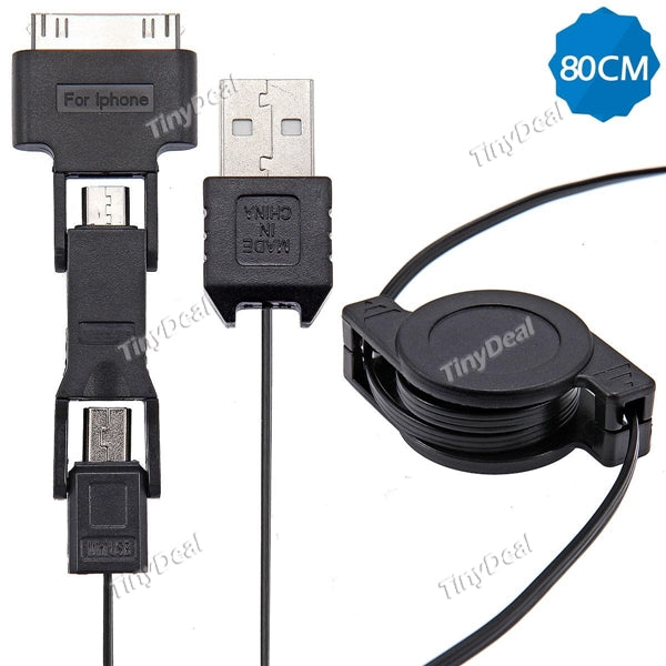 80cm 31 inch Retractable USB Data Cable for Samsung Apple iPhone 4S Xiaomi EPACB-433715