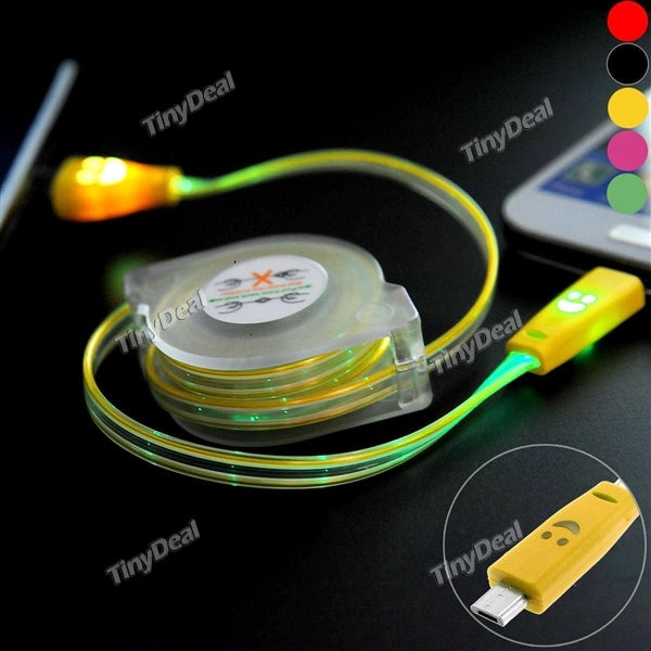 94 cm 37 inch Colorful Light Retractable Micro USB Charge/Sync Cable f Smartphones Tablets EPACB-468956