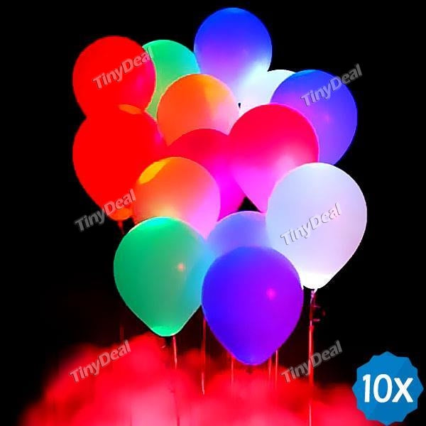 10pcs LED Light-up Balloons Luminous Balloon LED Flashing Inflatable Balloon Lamp for Wedding Party Holiday Decor