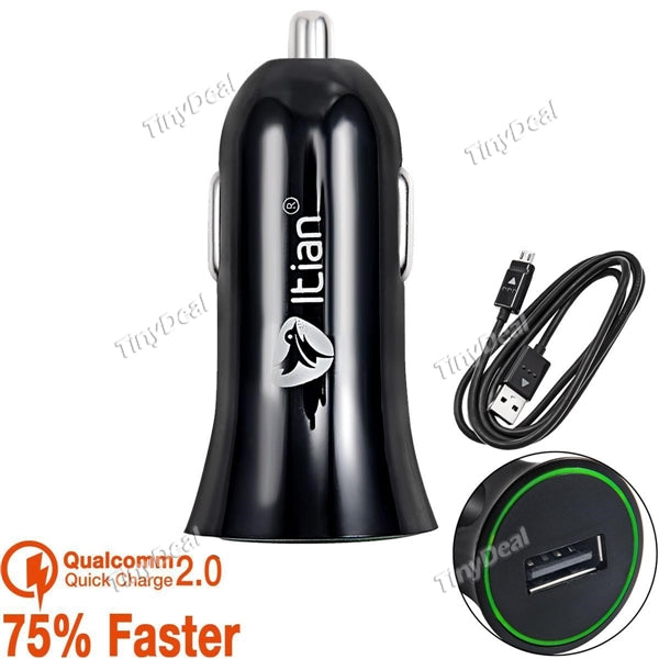 2.4A Quick Charge 2.0 Car Charger QC 2.0 Smart Adapter w/ 39 inch 22 AWG Micro USB Cable f Smartphone Tablet EPACG-480685