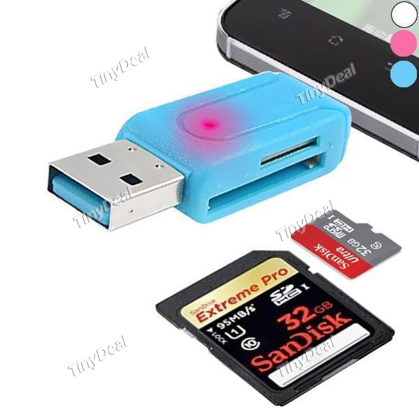 Universal Micro-USB OTG TF/SD Flash Memory Card Reader Charging for Smartphone Tablet PC ECACR-483880