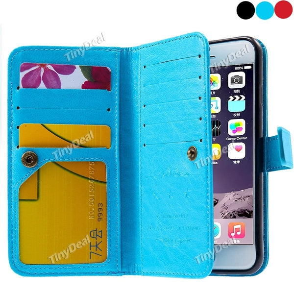 Multi-Function Flip PU Leather Case w/ 9 Card Slots & Magnetic Snap for iPhone 6s Plus/6 Plus EPALC-484157