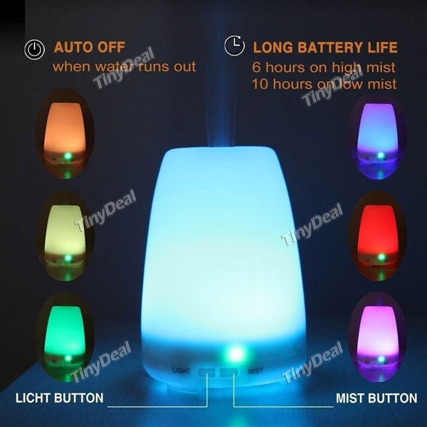 100ml Mini Ultrasonic Air Humidifier Aroma Diffuser Mist Maker 6-Color Changing Night Light for Home Office STH-487678