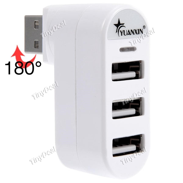 Rotatable Mini High Speed 3-Port USB 2.0 Hub External Splitter Adapter for PC Laptop Notebook Computer ECACR-488933