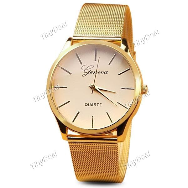 Geneva G-8072 Hot Sale New Fashion Luxury Golden Quartz Wrist Watch with Stainless Steel Band for Women WWT-490461