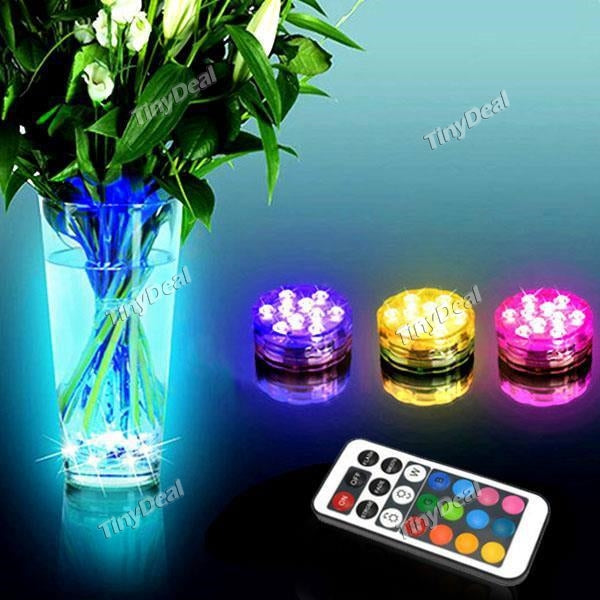 1/2 pcs 10-LED RGB Colorful Waterproof Diving Lamp Vase Base Light Christmas Party Decoration Lamp w Remote Control