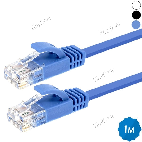 1M CAT6 RJ45 UTP Ultra-thin Flat Ethernet Network Cable Patch Line for PC Laptop Computer ECATH-496010