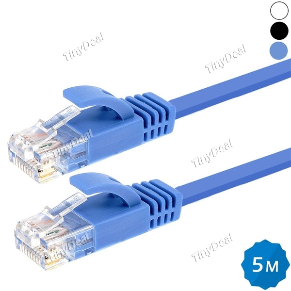 5M CAT6 RJ45 UTP Ultra-thin Flat Ethernet Network Cable Patch Line for PC Laptop Computer ECATH-496014