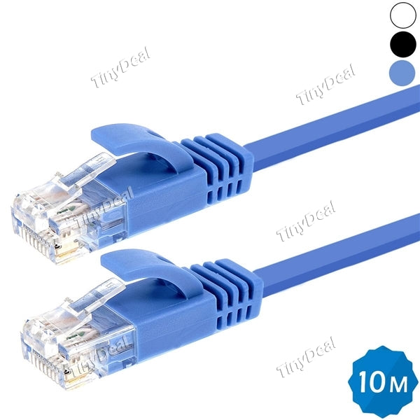 10M CAT6 RJ45 UTP Ultra-thin Flat Ethernet Network Cable Patch Line for PC Laptop Computer ECATH-496015