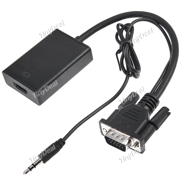 VGA Male to HDMI Female HDTV Converter Adapter 1080P FHD with 3.5mm Audio ECACB-497835