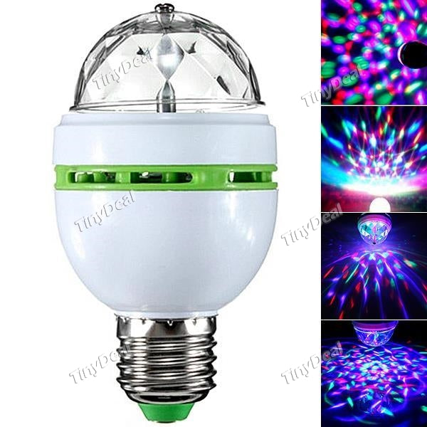 E27 3W RGB Auto Rotating Colorful Stage Light Bulb Lamp Disco DJ Party Effect Light 85-265V