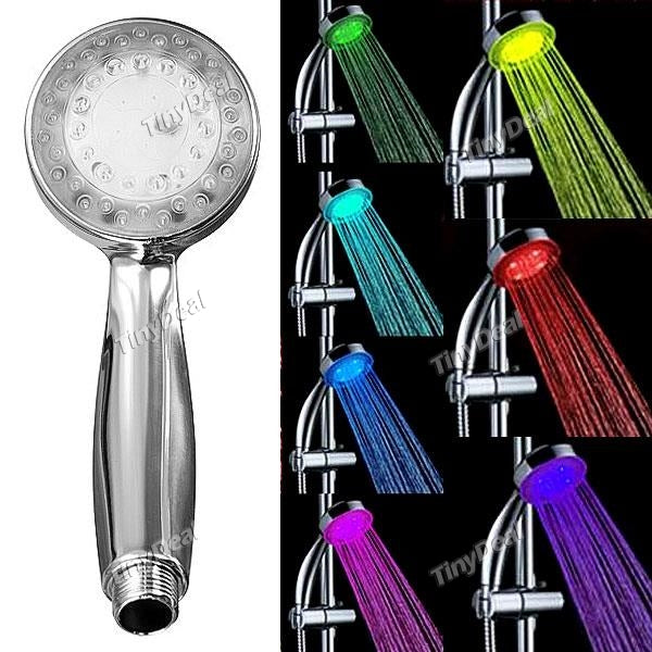 7-Color Random Changing Hydroelectric Generation LED Shower Head Handheld Water Sprinkler