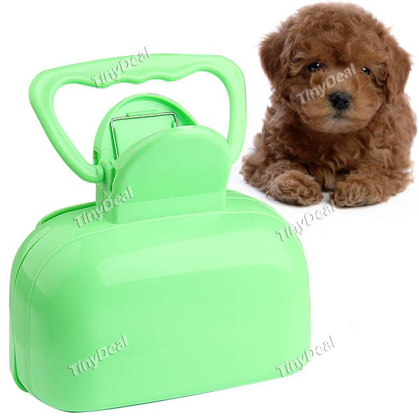Portable Plastic Clip Pickup Pets Dogs Poop Pooper Scooper with Carrying Handle - Green IPA-50423