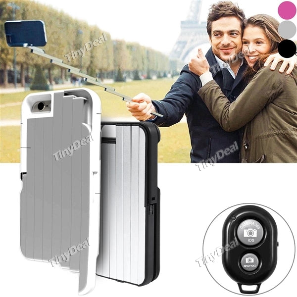 3 in 1 Aluminum Selfie Case Holder Stand Back Case Cover with Remote shutter for iPhone 6/6s E-509316