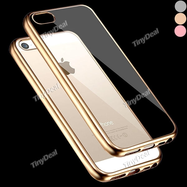 Luxury Plating Translucent Protective Soft TPU Back Case for iPhone SE/5s/5 Smartphone EPASC-510307