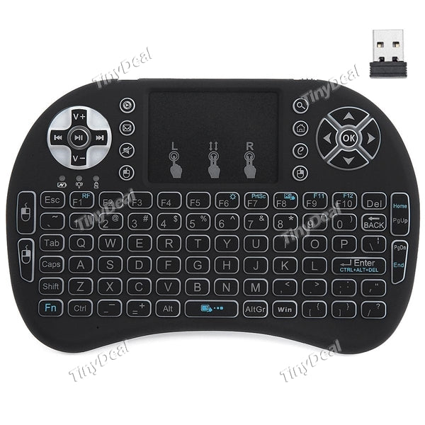 Mini I8+ 2.4GHz Wireless 92-key QWERTY Backlit Keyboard Air Mouse Touchpad f Laptop TV Box Xbox 360