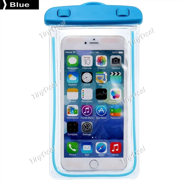 6 inch Fluorescence Transparent Waterproof Bag Underwater Pouch f iPhone Samsung Smartphone MP3 MP4