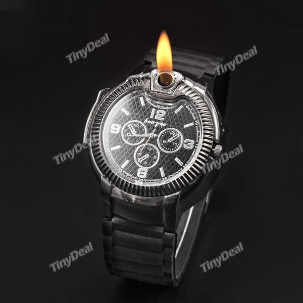 Military Wristwatches Jet Lighter Quartz Sports Refillable Gas Cigarette Lighter HHI-511440