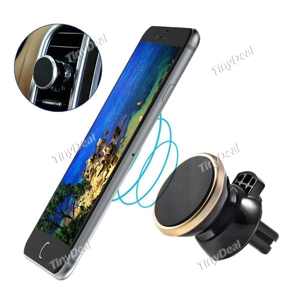 360° Rotating Universal Air Vent Magnetic Car Cellphone Mount Holder Stand with Spring Clip for Mobile Phone