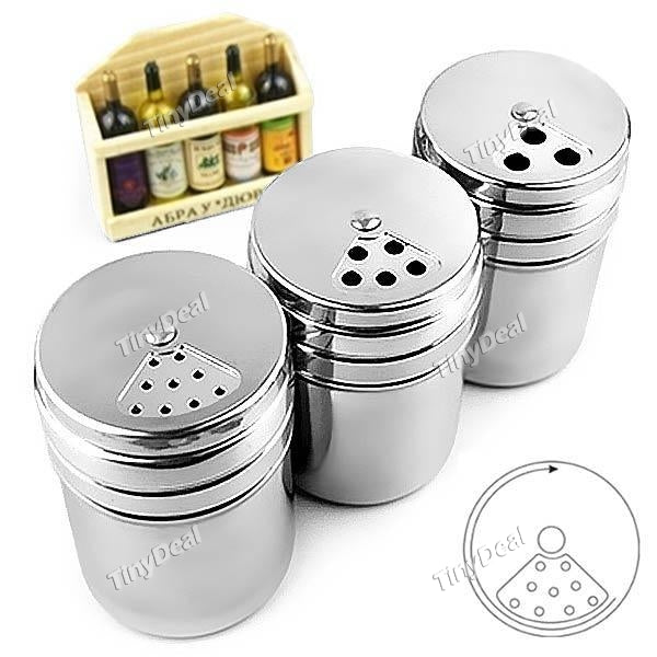 6pcs Stainless Steel Spice Sugar Salt Pepper Storage Bottle Cooking Barbecue Tool