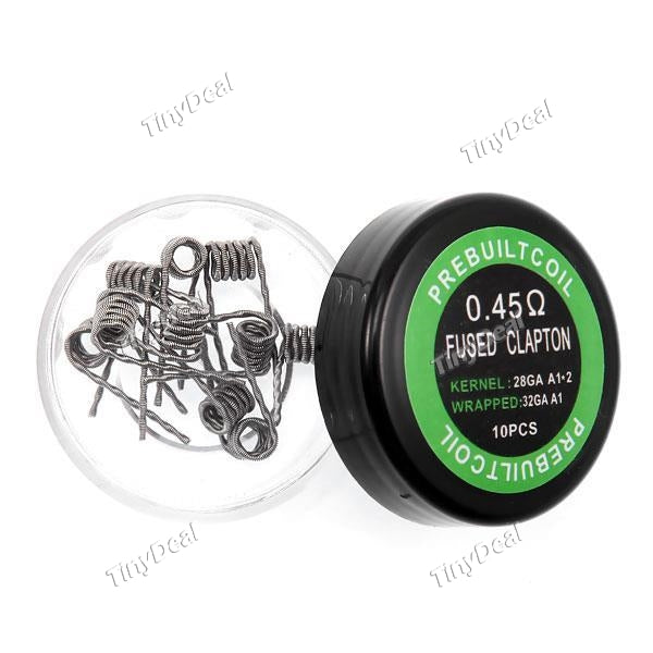 10 x Kernel Fused Clapton Prebuilt Coil 0.45Ohm for Rebuildable Atomizer 28 & 32GA