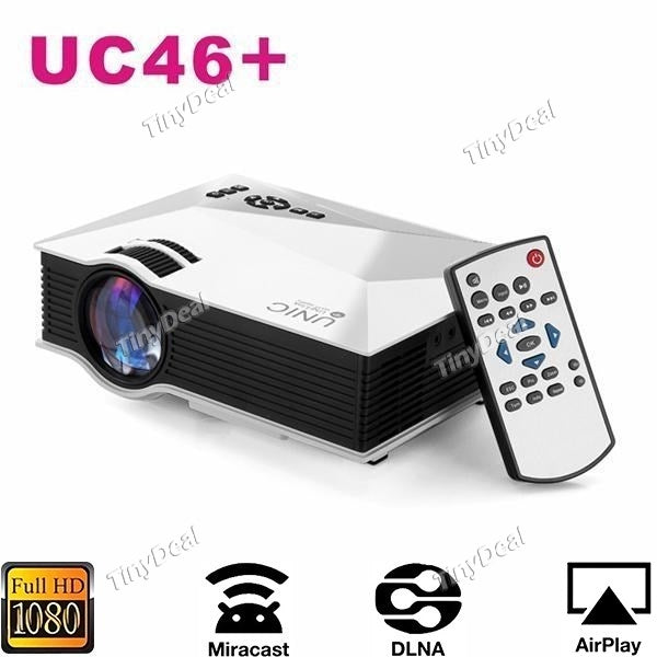 UC46+ 1200LM Wi-Fi 130" Portable LCD LED Multimedia Home Theater Projector 1080P w HDMI/VGA/IR/USB/SD - White