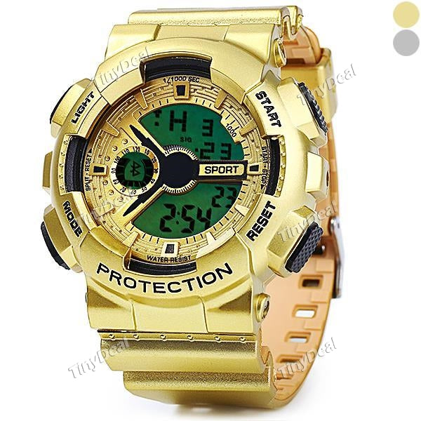 8886 Men LED Sports Watch Digital Wristwatch Golden/Silver WWT-514838
