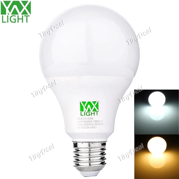 YWXLight E27 100~240V 14W 1350LM 270° 44-LED SMD 2835 LED Globe Bulb Warm White Natural White