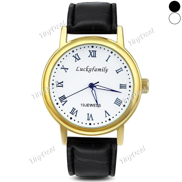 LUCKY FAMILY G8116 Men Leather Band Mechanical Watch