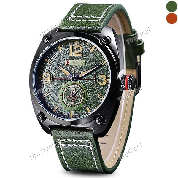 CURREN 8188 Military Style Leather Band Men Watch