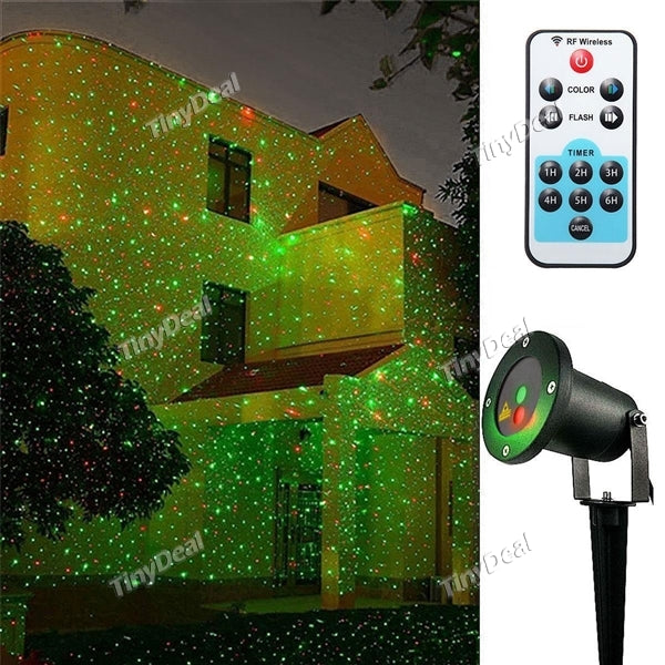 100-240V Red & Green Star Shower - Enjoy Star Projector Laser Lights With Wireless Control IP65 Waterproof