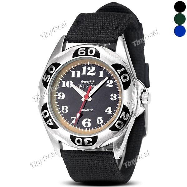 WUXING SG1272 Double Scale Men Quartz Watch Nylon Canvas Band