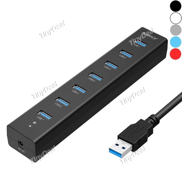 ORICO 7-port USB 3.0 Hub External Splitter Adapter with Power Adapter for Laptop Tablet PC