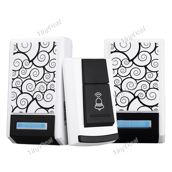 Smart Wireless Doorbell Waterproof with Two Receivers DC Door Bell 36 Chimes 100M Range for Home Office
