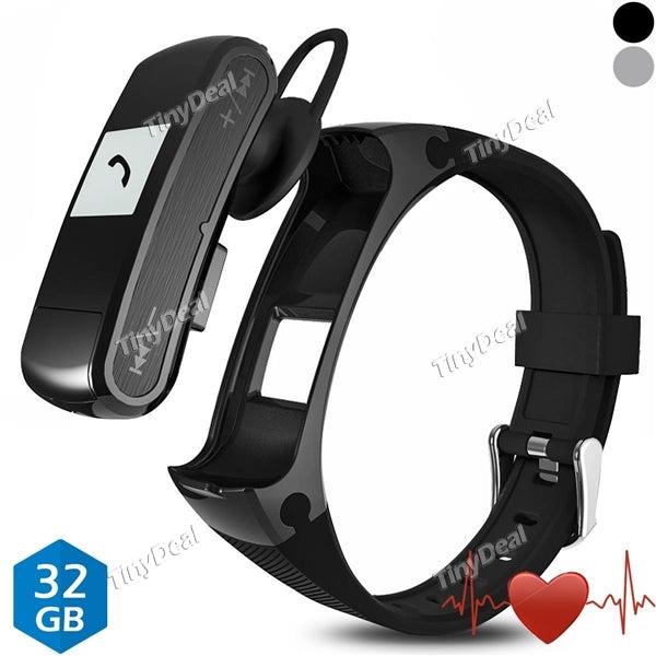 F50 Smart Bracelet Bluetooth Headset MP3 Player USB Disk Call SMS Reminder Pedometer Sleep Heart Rate Monitor
