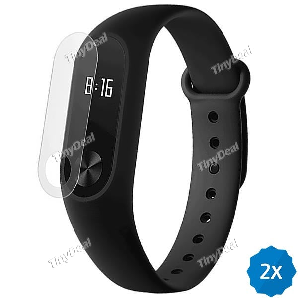 2 x 0.1mm Clear LCD Screen Protector PET Film Waterproof for Xiaomi Miband 2