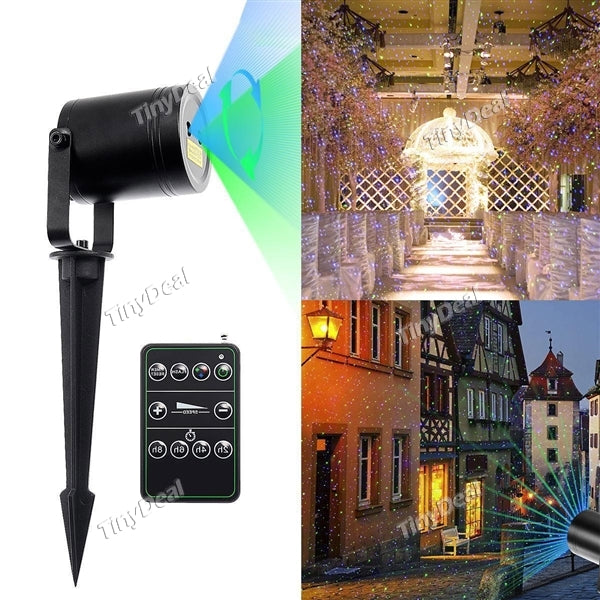 Landscape Projector Lights Blue Green Moving Laser Light RF Wireless Remote Dynamic Rotating 15ft Cable