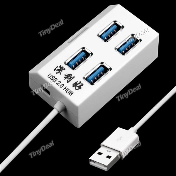 1.2M 4-Port USB 2.0 Hub External Splitter Adapter for Laptop Tablet PC