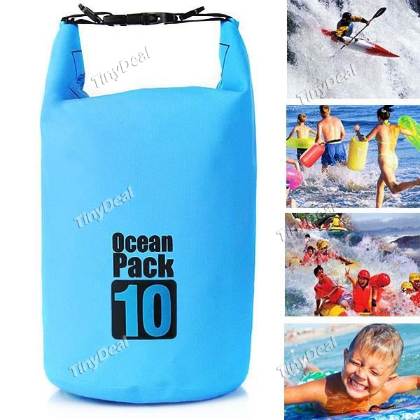 10L Waterproof Dry Bag Roll Top Dry Compression Sack Keeps Gear Dry w/ Shoulder Strap f Drifting Boating Hiking Camping Fishing