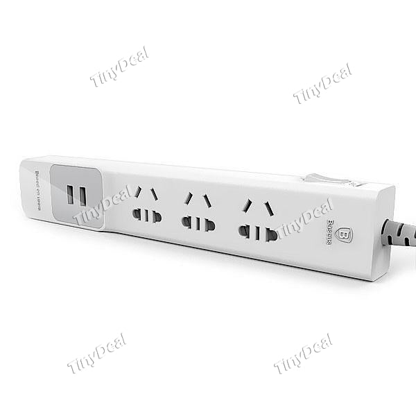 BASEUS Smart Dual USB White Plug Wire Board Power Strip Plug Board 1.8m With High Flame Retardant Material