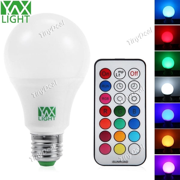 YWXLight E27 85-265V 10W 600-800LM 4-LED SMD 5060 LED Natural White RGB Infrared Remote Control LED Light Bulbs