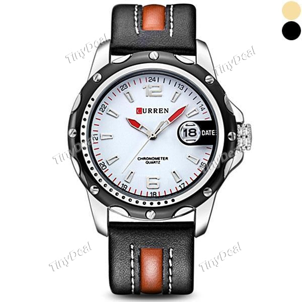 CURREN 8104 Leather Band Strap Fashion Style Men Quartz Watch