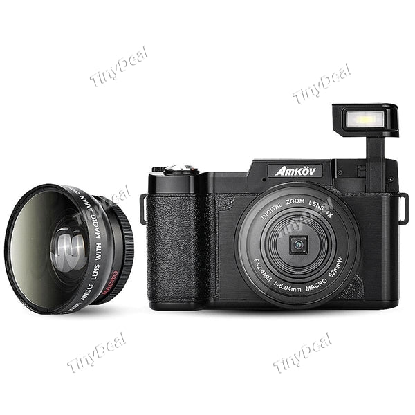 AMKOV AMK-R2 4X Digital Zoom 24MP 1080P 3" Rotatable Screen Facial Beauty Face Detect Digital Camera