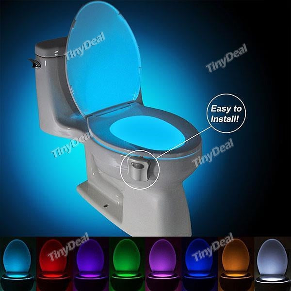 1/2 pcs 8 Colors Motion Activated Sensor Toilet Nightlight Home Bathroom Seat Lamp Battery-Powered (Only Activates in Darkness)