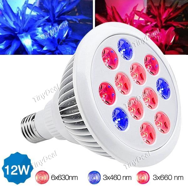 12W E27 - 12 LEDS Perfect LED Grow Light Bulb Suitable for Hydroponic Garden Greenhouses-3 Blue & 9 Red